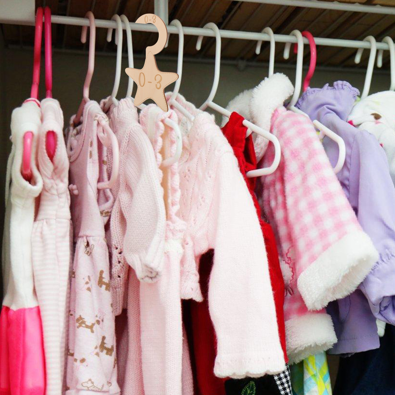 Baby Nursery Closet - 7개입 아기옷 수납장 분리대 나무 사이즈