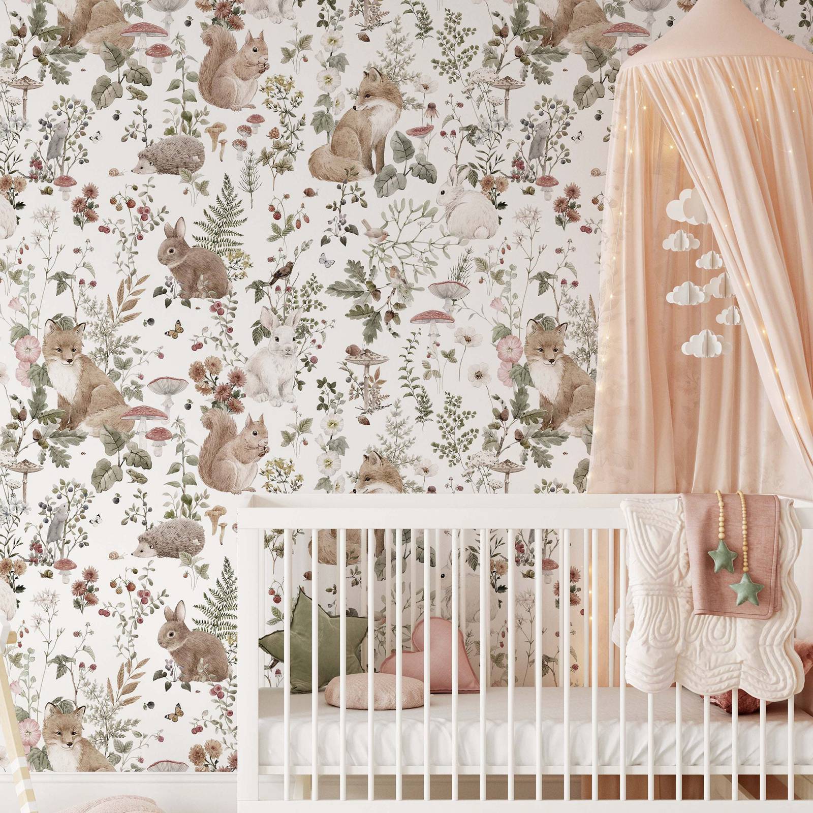 Baby Nursery Vintage - 숲속 아기 벽화, 소년 보육원 빈티지