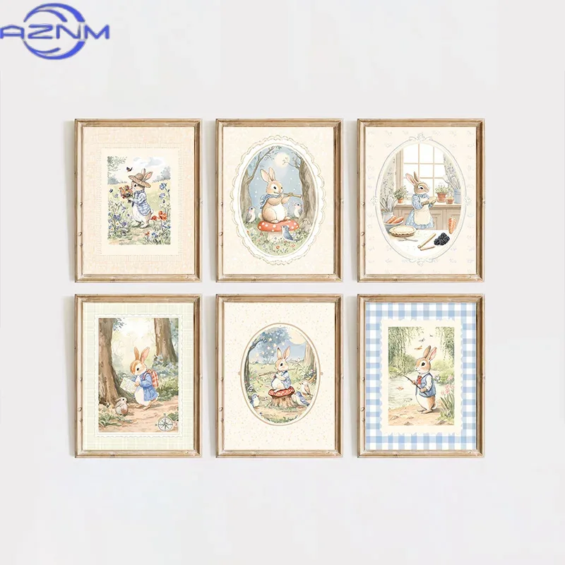 Baby Nursery Vintage - AZNM 빈티지 보헤미안 블루 격자 무늬
