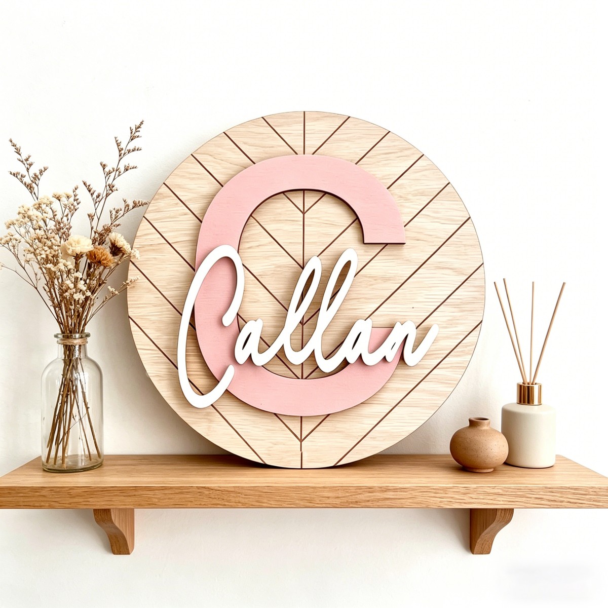 Baby Nursery Diy - 1Pc 맞춤형 원형 기하학적 나무 이름표,