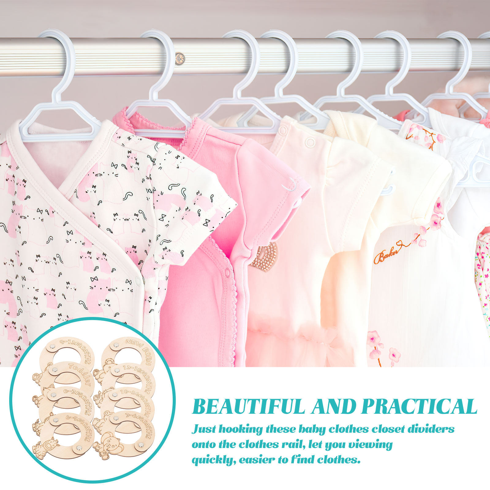Baby Nursery Closet - 8개입 아기 옷장 사이즈 분리기 나무
