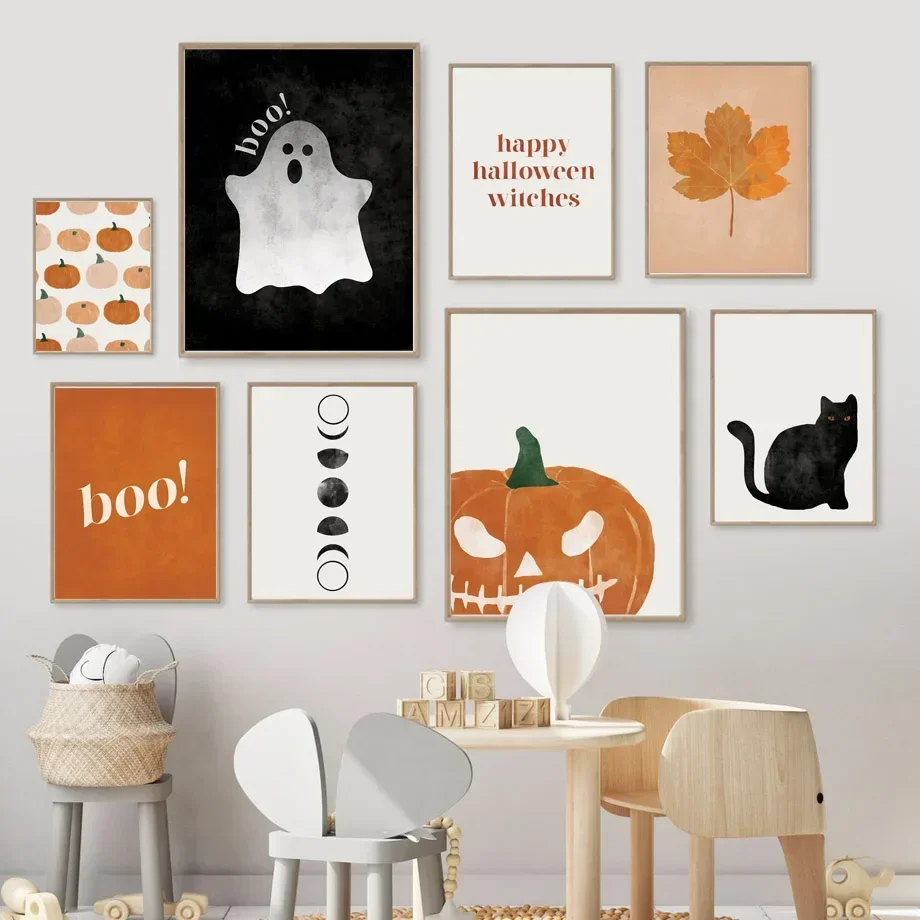 Baby Nursery Wall Art - 고양이 할로윈 소울 호박 벽 예술