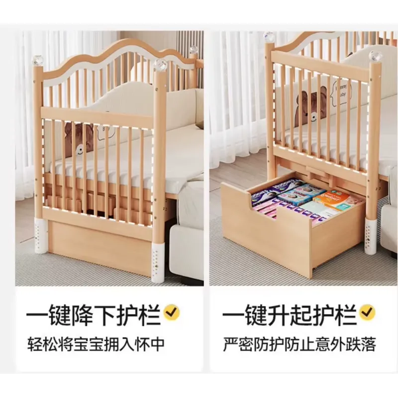 원목 아기 접합 침대 다기능 코슬리핑 유아용 침대 안전 - Baby Nursery Co 리뷰 및 가격