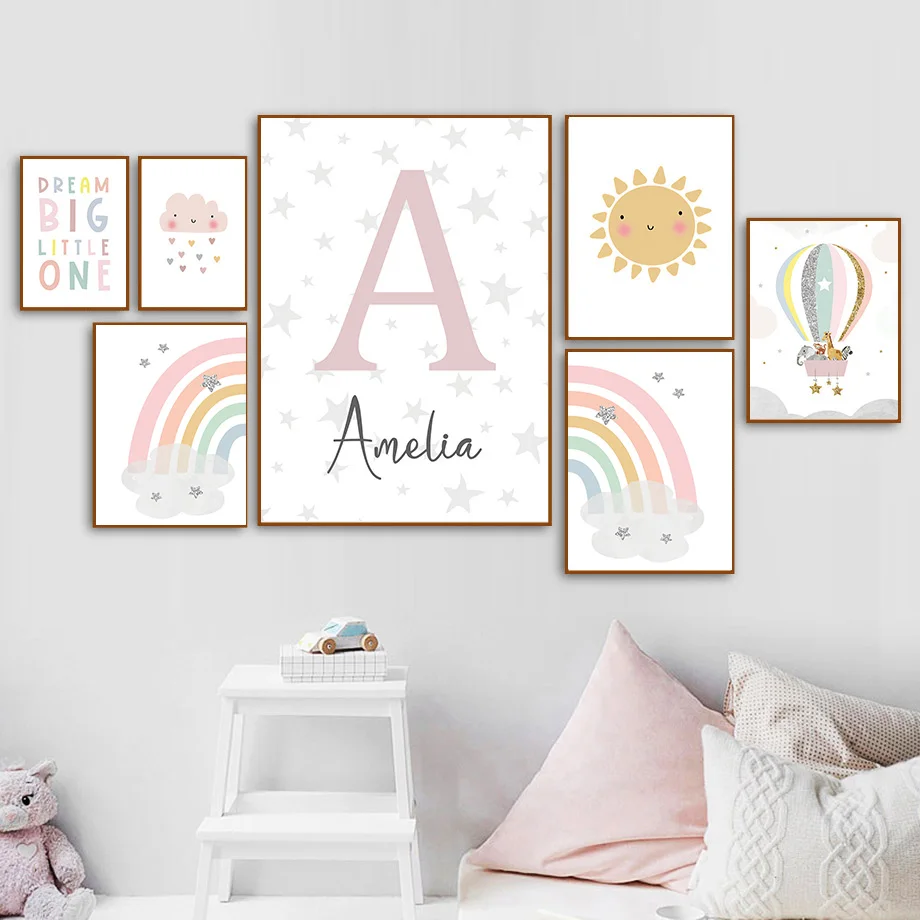 기린 코끼리 열기구 태양 무지개 보육원 북유럽 포스터  - Baby Nursery Wall Art 리뷰 및 가격