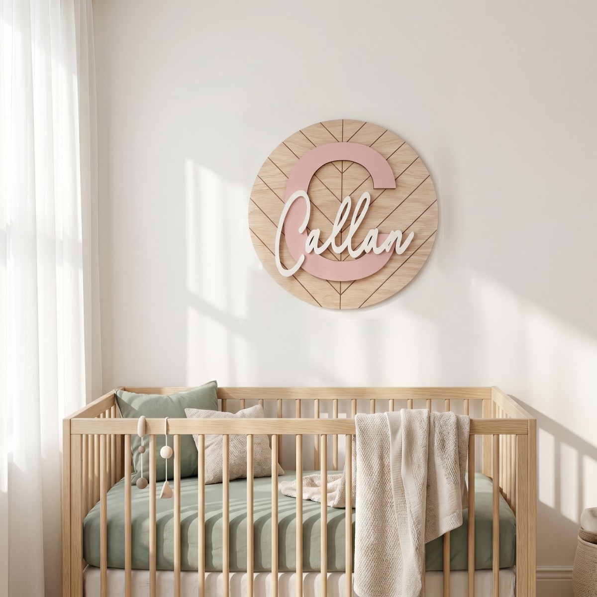 1Pc 맞춤형 원형 기하학적 나무 이름표, 홈룸 사무실 - Baby Nursery Diy 리뷰 및 가격