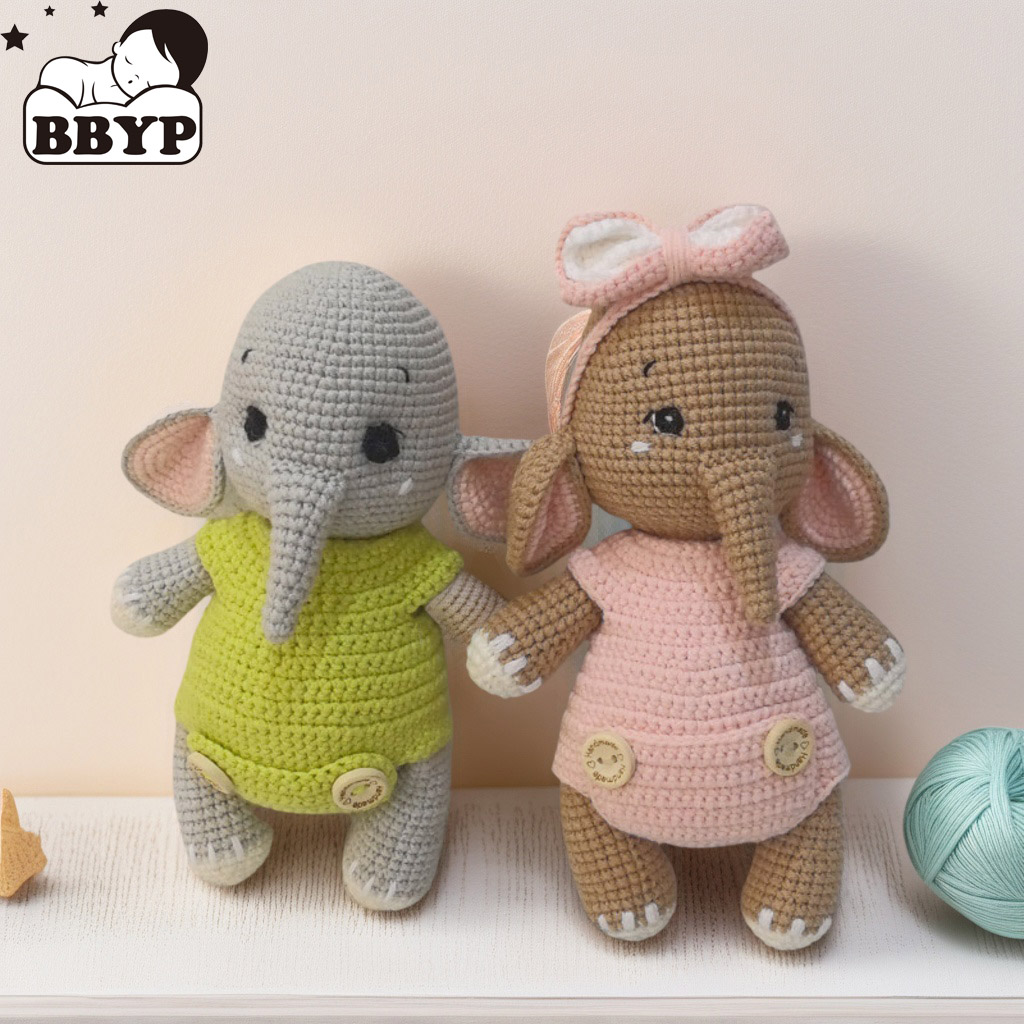 수제 크로셰 코끼리 커플 플러시 장난감 - 귀여운 부드 - Baby Nursery Diy 리뷰 및 가격
