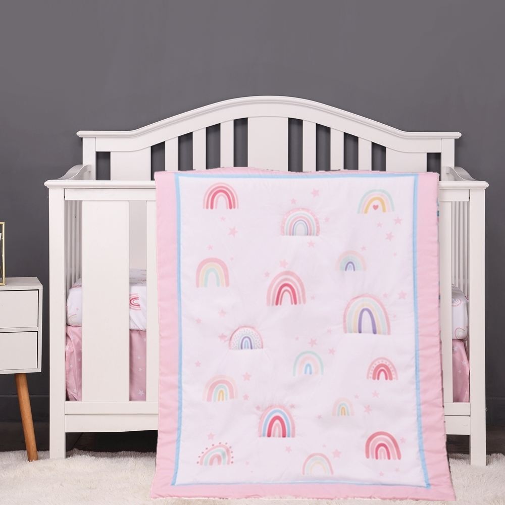 3Pcs 레인보우 베이비 유아용 침대 어린이 아기 침구 - Baby Nursery Sets 리뷰 및 가격