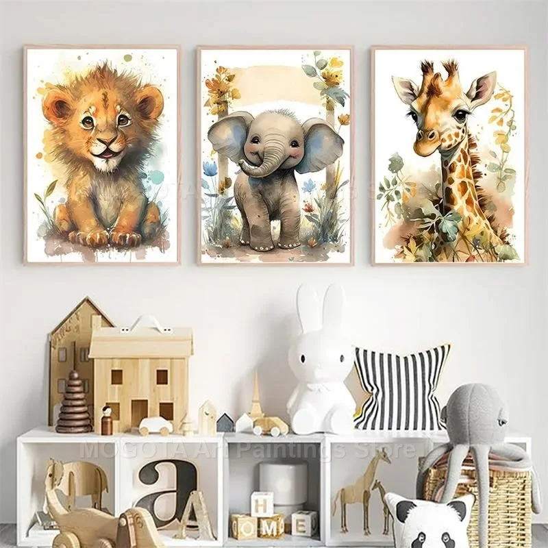 수채화 사자 기린 호랑이 코끼리 얼룩말 보육 벽 아트  - Baby Nursery Wall Art 리뷰 및 가격
