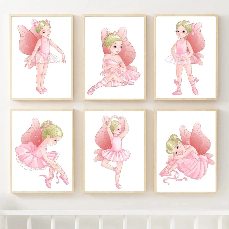 핑크 발레 소녀 발레리나 보육원 벽 예술 캔버스 그림  - Baby Nursery Pink 리뷰 및 가격