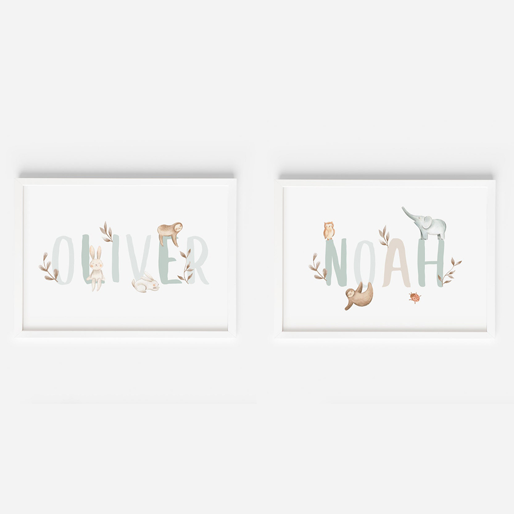 이름 사용자 정의 포스터 보육 캔버스 회화 토끼 코끼리 - Baby Nursery Name Letters 리뷰 및 가격