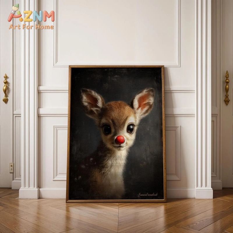 프레임 없는 캔버스 벽 장식 귀여운 빨간 코 아기 사슴 - Baby Nursery Vintage 리뷰 및 가격
