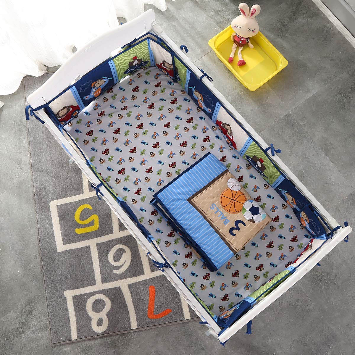 유아용 침대 침구 세트, 통기성 유아 보육실, 4 범퍼 - Baby Nursery Sets 리뷰 및 가격