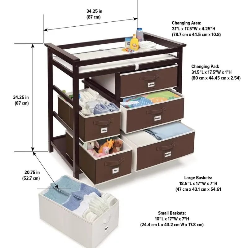 현대적인 디자인의 원목 아기 서랍장, 기저귀 교환대와  - Baby Nursery Sets 리뷰 및 가격