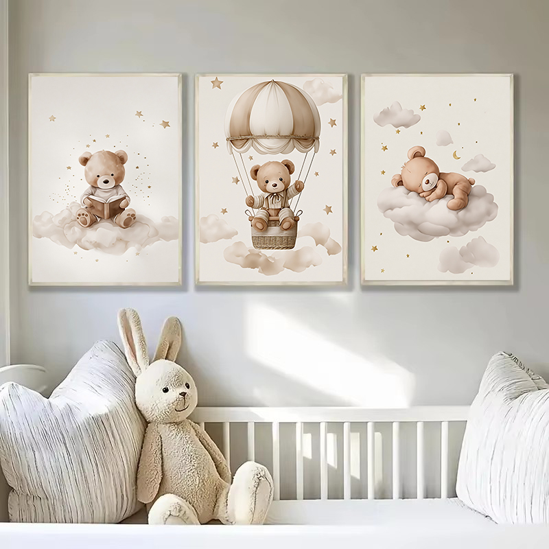 보헤미안 테디베어 동물 맞춤 아기 이름 유아방 캔버스  - Baby Nursery Wall Art 리뷰 및 가격