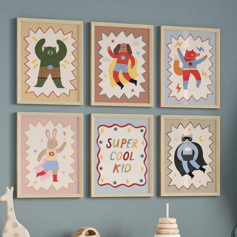 재미있는 만화 슈퍼 쿨 키즈 어린이방 벽 장식 캔버스  - Baby Nursery Wall Art 리뷰 및 가격